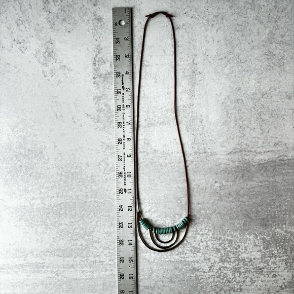 Artisan Made Leather Silver Stone Necklace - Picture 5 of 7
